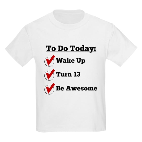 CafePress - 13Th Birthday Checklist T Shirt - Light T-Shirt Kids XS-XL