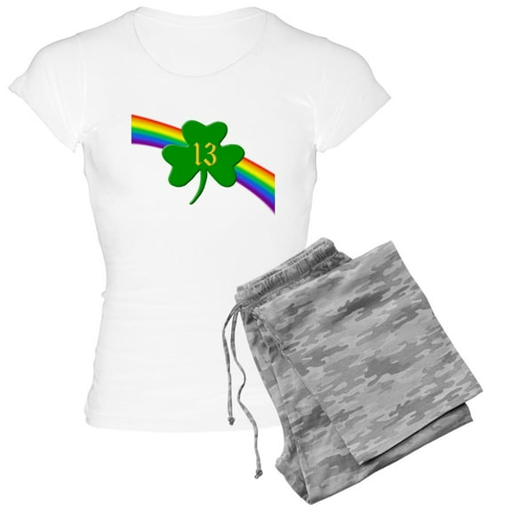 CafePress - 13Th Shamrock Women's Light Pajamas - Women's Short Sleeve Print T-Shirt and Pants Light Cotton Pajama Set