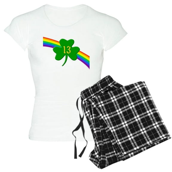 CafePress - 13Th Shamrock Women's Light Pajamas - Women's Short Sleeve Print T-Shirt and Pants Light Cotton Pajama Set
