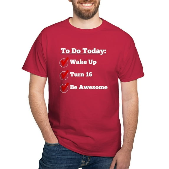 CafePress - 16Th Birthday Checklist T Shirt - Men's Classic Graphic Cotton T-Shirt