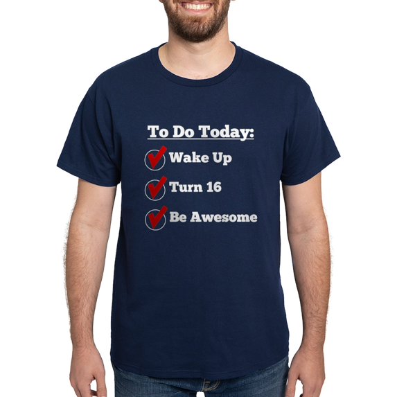 CafePress - 16Th Birthday Checklist T Shirt - Men's Classic Graphic Cotton T-Shirt