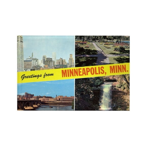 CafePress - 1950'S Greetings From Minneapolis - Rectangle Magnet, 2"x3" Refrigerator Magnet