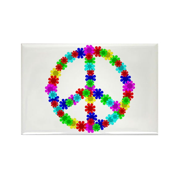 CafePress - 1960'S Hippie Flowers Peace - Rectangle Magnet, 2"x3" Refrigerator Magnet