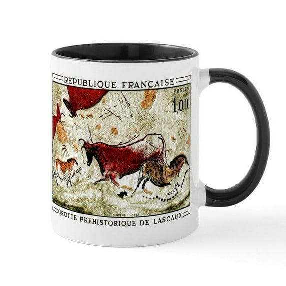 CafePress - 1968 France Lascaux Cave Paintings Postage Stamp M - 11 oz Ceramic Mug - Novelty Coffee Tea Cup