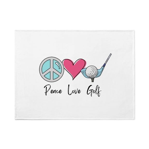 CafePress - 1980S Retro Golfer Peace Love Golf - Large Plush Fleece Throw Blanket, 80" L x 60" W
