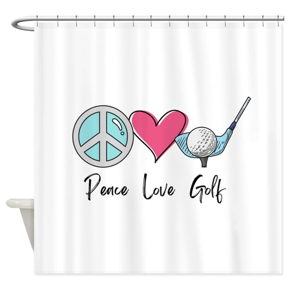 CafePress - 1980S Retro Golfer Peace Love Golf - Unique Fabric Shower Curtain 70" x 72"