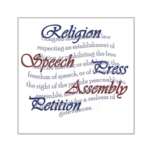 CafePress - 1St Amendment Square Sticker 3 X 3 - Square Sticker 3" x 3"