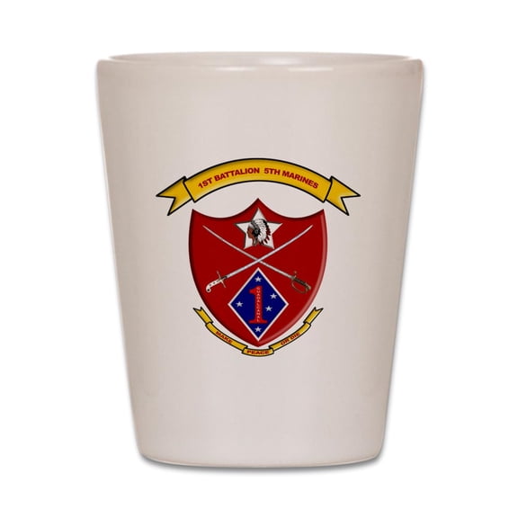 CafePress - 1St Battalion 5Th Marines - White Shot Glass, Unique and Funny Shot Glass