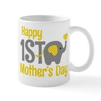 CafePress - 1St Mother's Day Elephant Yellow Mugs - 11 oz Ceramic Mug - Novelty Coffee Tea Cup
