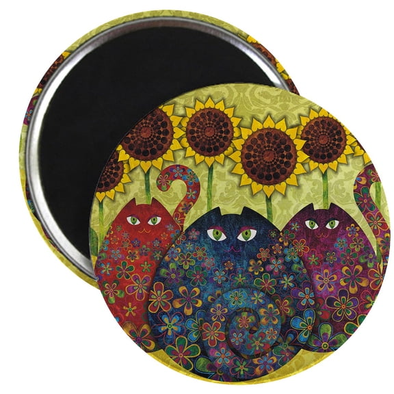 CafePress - 2 Gatos Magnet - 2.25" Round Magnet, Refrigerator Magnet, Button Magnet Style