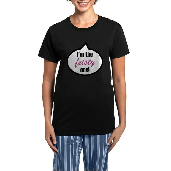 CafePress - 2 Im_The_Feisty Pajamas - Women's Short Sleeve Print T-Shirt and Pants Dark Cotton Pajama Set