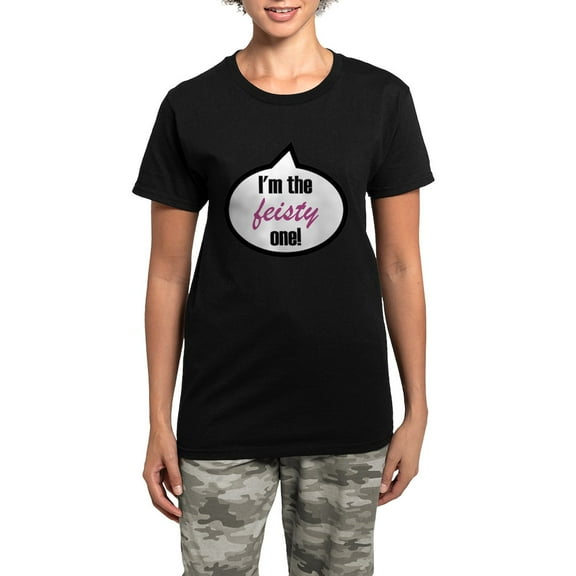 CafePress - 2 Im_The_Feisty Pajamas - Women's Short Sleeve Print T-Shirt and Pants Dark Cotton Pajama Set