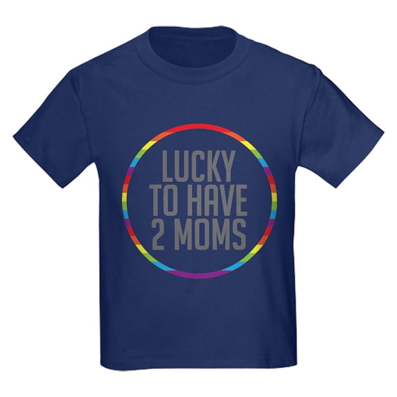 CafePress - 2 Moms Kids Dark T Shirt - Dark T-Shirt Kids XS-XL