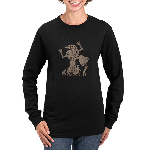 CafePress - 2 Robotv2 Long Sleeve T Shirt - Women's Long Sleeve Graphic Tee Casual Fit