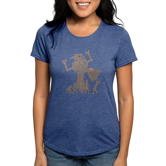 CafePress - 2 Robotv2 Women's Deluxe T Shirt - Womens Tri-blend T-Shirt