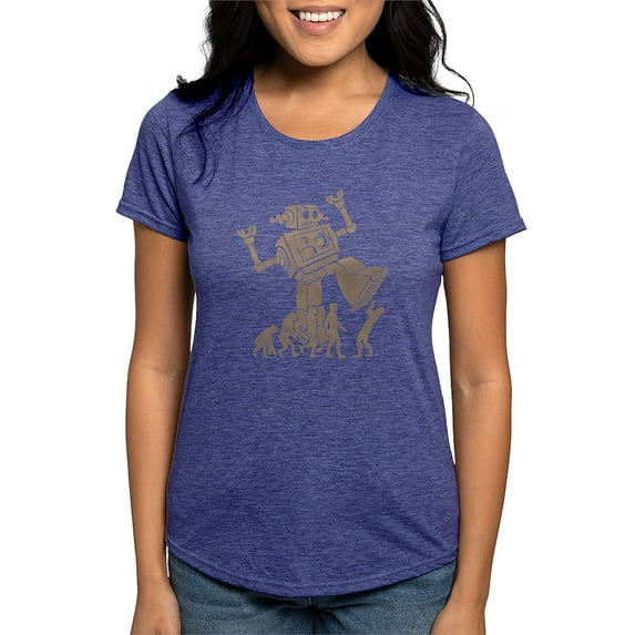 CafePress - 2 Robotv2 Women's Deluxe T Shirt - Womens Tri-blend T-Shirt