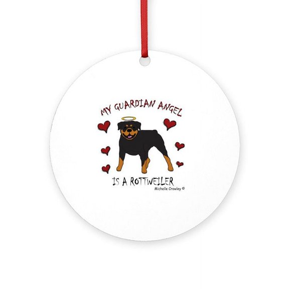 CafePress - 2 Rottweiler - Round Wood Ornament 4"