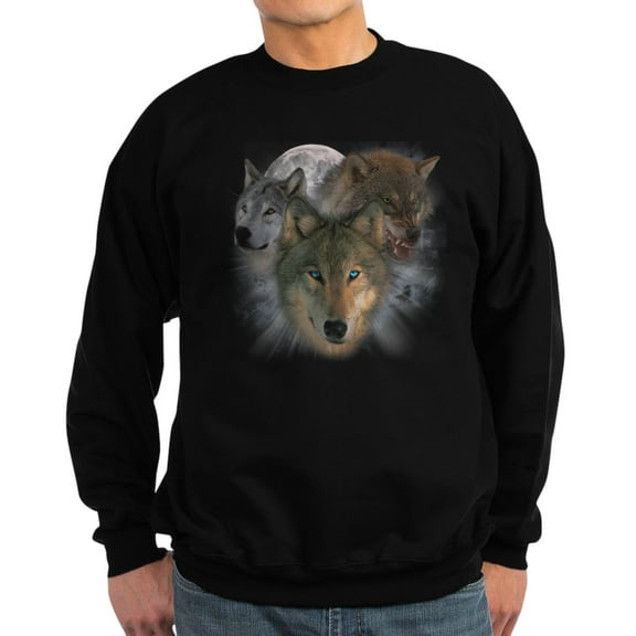 CafePress - 2 Wolfs Sweatshirt (Dark) - Classic Crew Neck Sweatshirt
