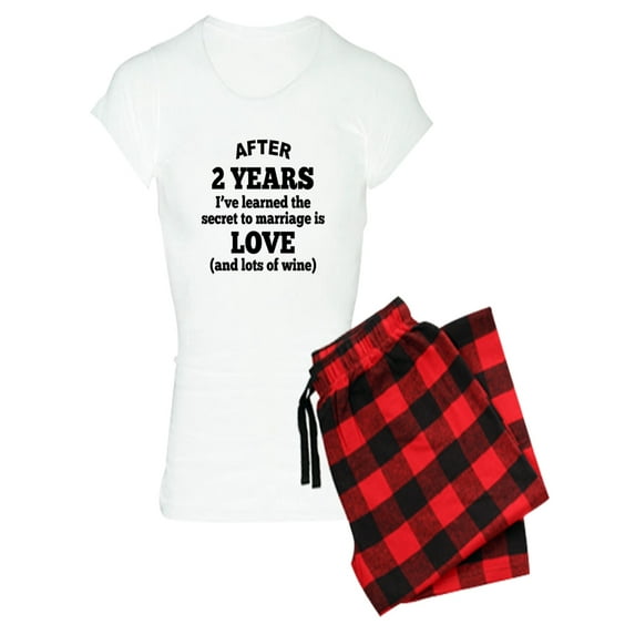 CafePress - 2 Years Of Love And Wine Pajamas - Women's Light Pajamas