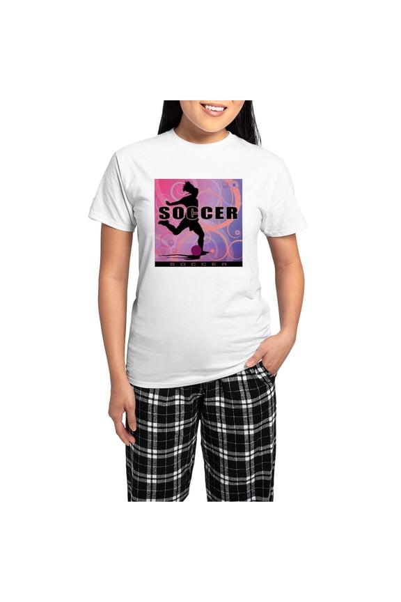 - 2011 Girls Soccer 2 Women's Light Pajamas - Women's Short Sleeve Print T-Shirt and Pants Light Cotton Pajama Set