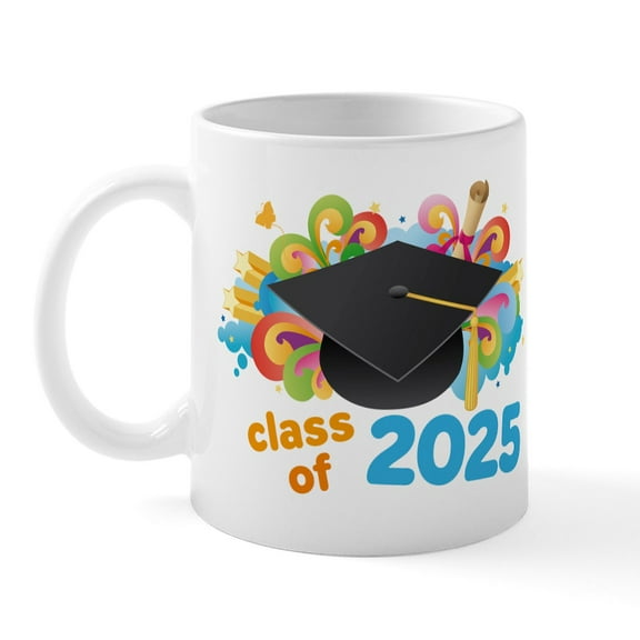 CafePress - 2025 Graduation Mug - 11 oz Ceramic Mug - Novelty Coffee Tea Cup