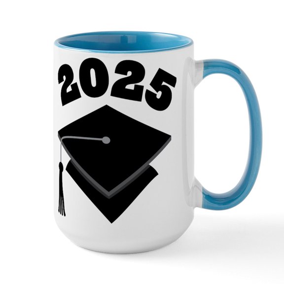 CafePress - 2025 School Class Graduation 15 Oz Ceramic Large Mug - 15 oz Ceramic Large White Novelty Mug
