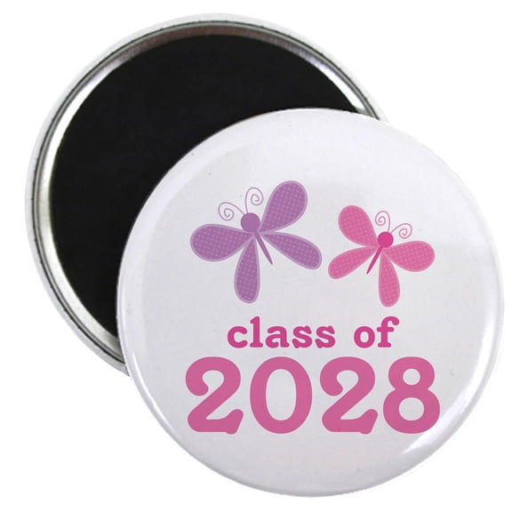 CafePress - 2028 Girls Graduation Magnet - 2.25" Round Magnet, Refrigerator Magnet, Button Magnet Style