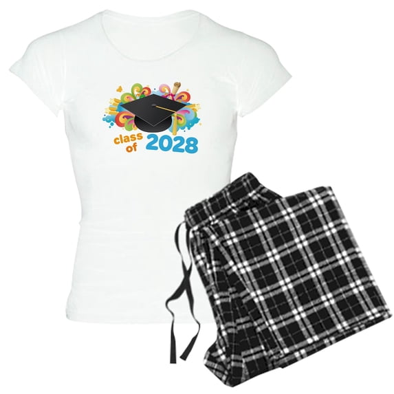 CafePress - 2028 Graduation Women's Light Pajamas - Women's Short Sleeve Print T-Shirt and Pants Light Cotton Pajama Set