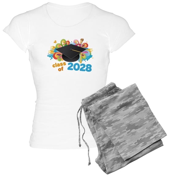 CafePress - 2028 Graduation Women's Light Pajamas - Women's Short Sleeve Print T-Shirt and Pants Light Cotton Pajama Set