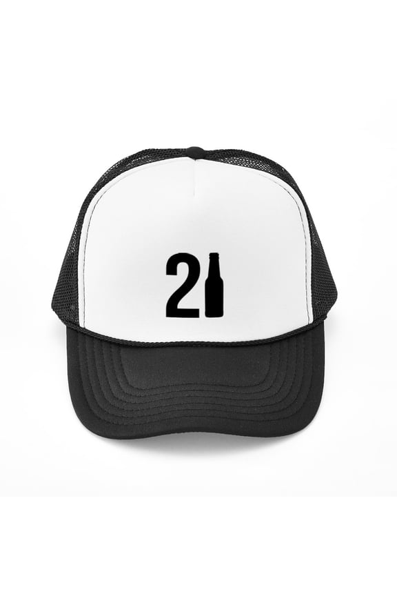 - 21 Years Old - Adjustable Unisex Printed Trucker Hat with Mesh Back