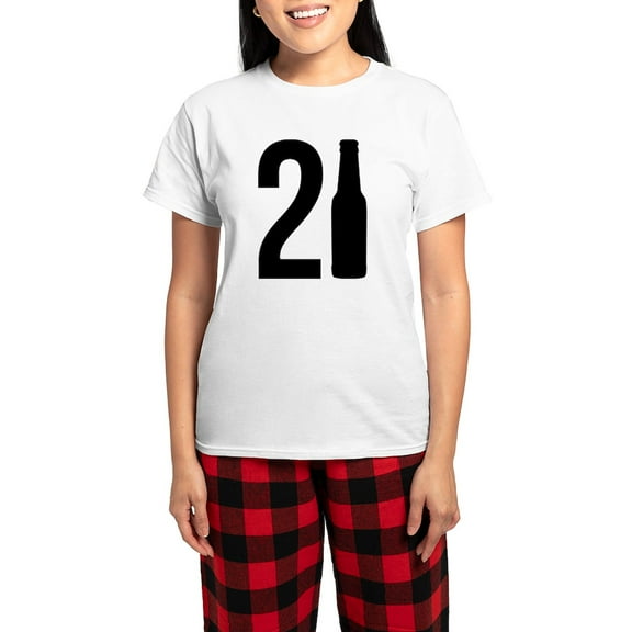 CafePress - 21 Years Old Women's Light Pajamas - Women's Short Sleeve Print T-Shirt and Pants Light Cotton Pajama Set