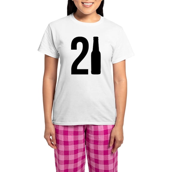 CafePress - 21 Years Old Women's Light Pajamas - Women's Short Sleeve Print T-Shirt and Pants Light Cotton Pajama Set