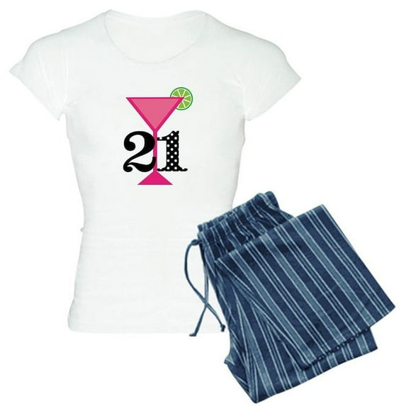 CafePress - 21St Birthday Pink Cocktail Pajamas - Women's Light Pajamas