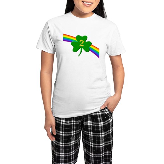 CafePress - 2Nd Shamrock Women's Light Pajamas - Women's Short Sleeve Print T-Shirt and Pants Light Cotton Pajama Set