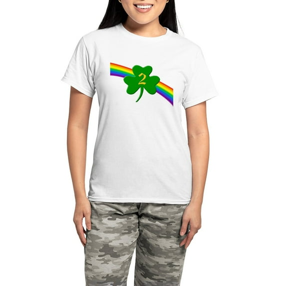 CafePress - 2Nd Shamrock Women's Light Pajamas - Women's Short Sleeve Print T-Shirt and Pants Light Cotton Pajama Set