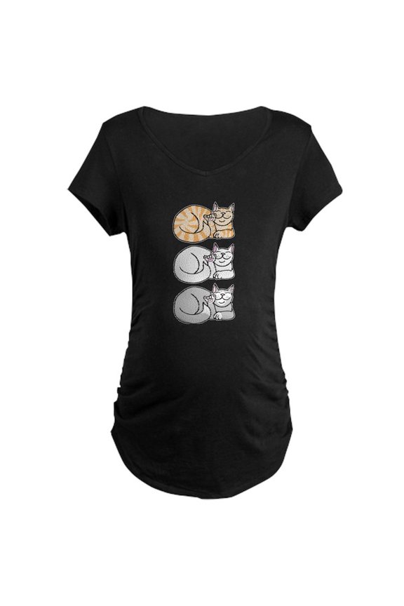 - 3 ASL Kitties Maternity Dark T Shirt - Maternity Dark T-Shirt