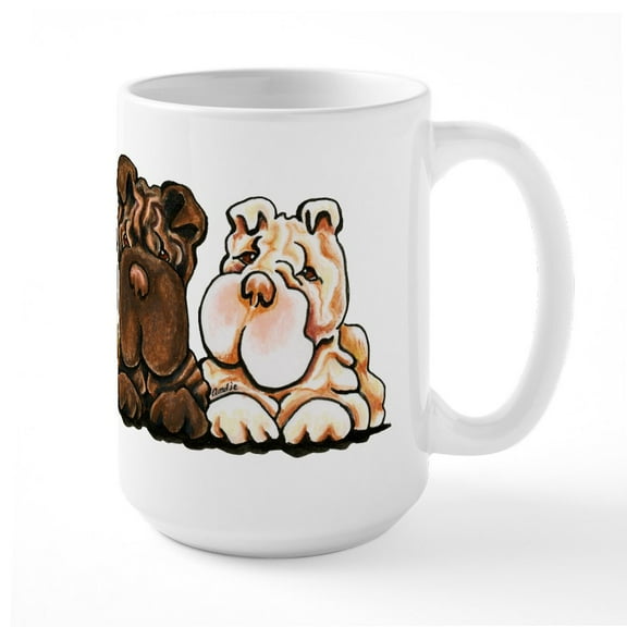 CafePress - 3 Chinese Shar Pei Mugs - 15 oz Ceramic Large White Nolvety Mug