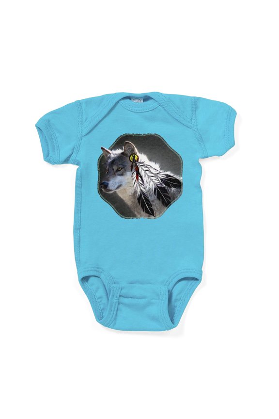 - 3 Feathers Wolf - Cute Infant Bodysuit Baby Romper - Size Newborn - 24 Months