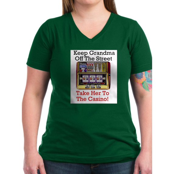 CafePress - 3 Gmacasino T Shirt - Women's V-Neck Dark T-Shirt