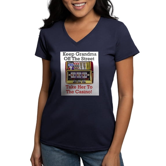 CafePress - 3 Gmacasino T Shirt - Women's V-Neck Dark T-Shirt