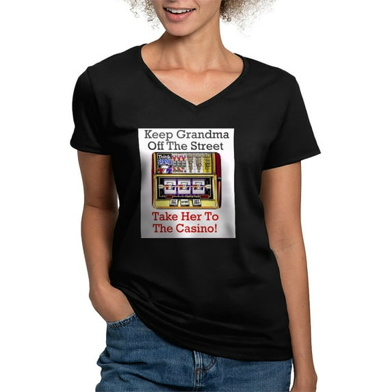 CafePress - 3 Gmacasino T Shirt - Women's V-Neck Dark T-Shirt