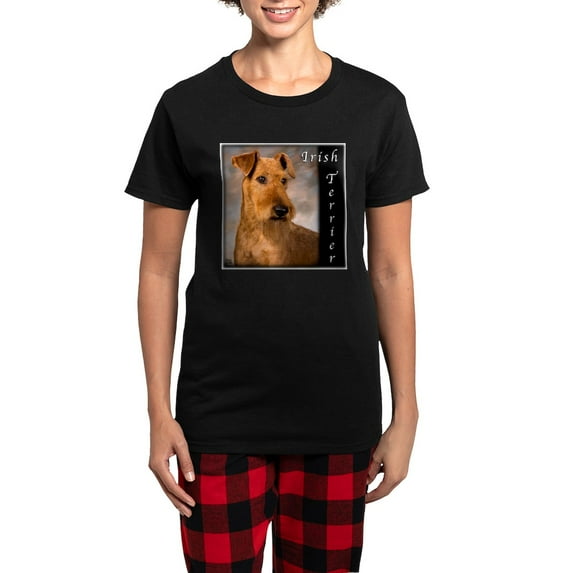 CafePress - 3 Irish Terrier Pajamas - Women's Short Sleeve Print T-Shirt and Pants Dark Cotton Pajama Set