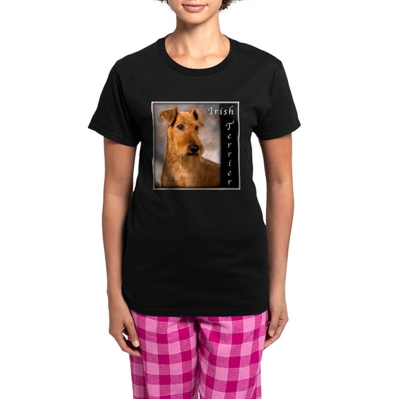 CafePress - 3 Irish Terrier Pajamas - Women's Short Sleeve Print T-Shirt and Pants Dark Cotton Pajama Set