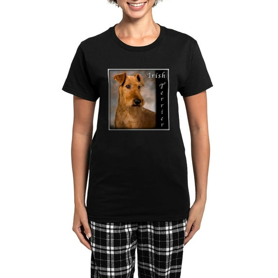 CafePress - 3 Irish Terrier Pajamas - Women's Short Sleeve Print T-Shirt and Pants Dark Cotton Pajama Set
