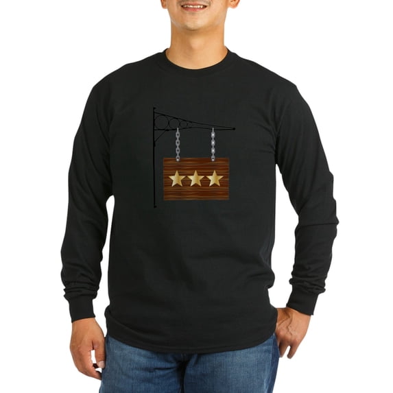 CafePress - 3 Star Hanging Sign Long Sleeve T Shirt - Long Sleeve Dark T-Shirt