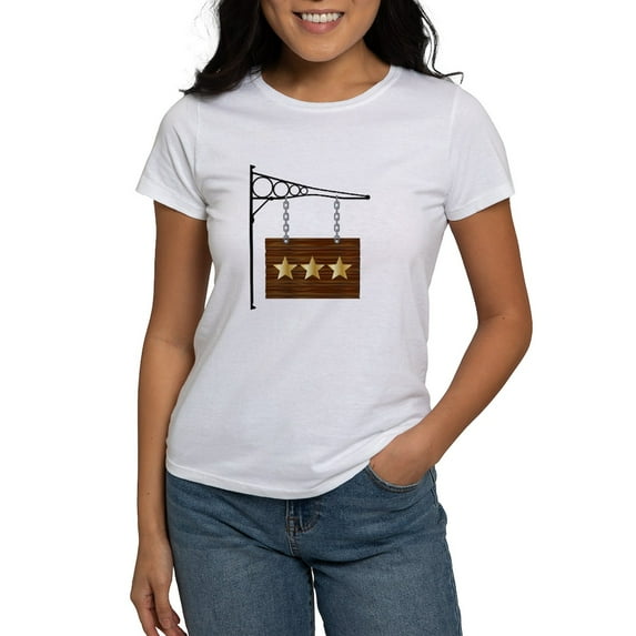 CafePress - 3 Star Hanging Sign T Shirt - Women's Classic T-Shirt