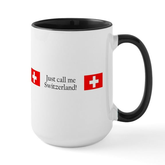CafePress - 3 Swiss Flag - 15 oz Ceramic Large White Novelty Mug
