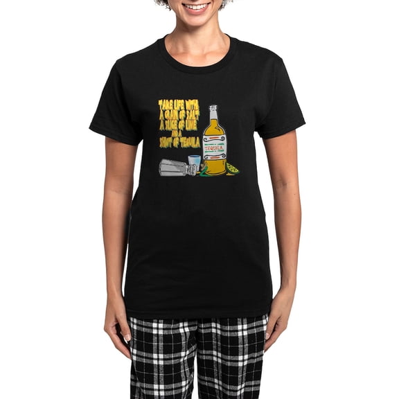 CafePress - 3 Tequila Women's Dark Pajamas - Women's Short Sleeve Print T-Shirt and Pants Dark Cotton Pajama Set