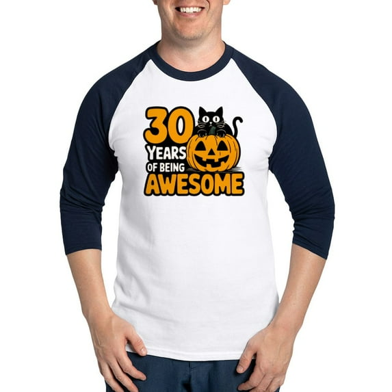 CafePress - 30 Years Of Being Awesome Vintage T Shirt Design - Cotton Baseball Jersey, 3/4 Raglan Sleeve Shirt