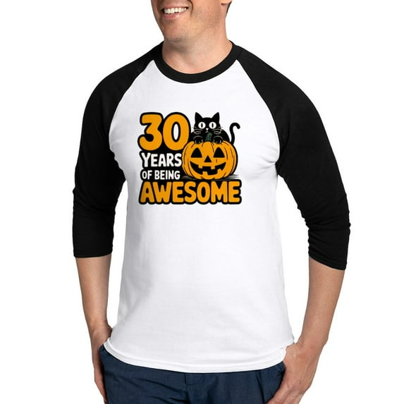 CafePress - 30 Years Of Being Awesome Vintage T Shirt Design - Cotton Baseball Jersey, 3/4 Raglan Sleeve Shirt